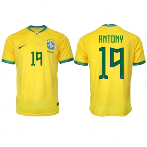 Moški Nogometni dresi Brazilija Antony #19 Domači SP 2022 Kratek Rokav